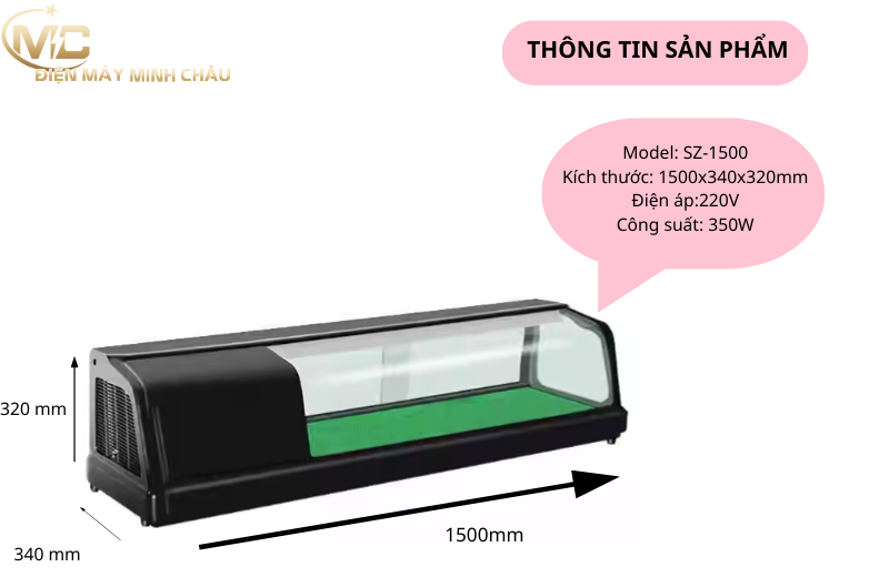 tủ trưng bày sushi