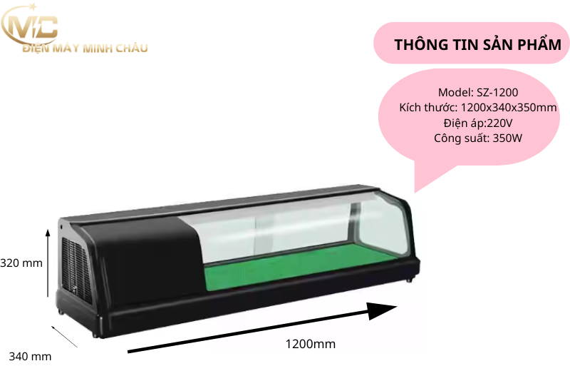 tủ trưng bày sushi