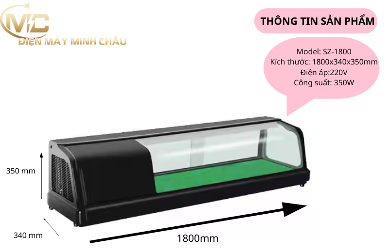 tủ trưng bày sushi