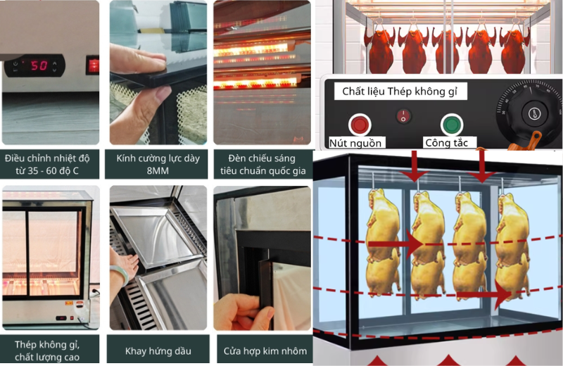 tủ trưng bày gà vịt