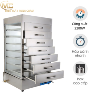 Tủ Hấp Bánh Bao 7 Tầng Ngăn Kéo