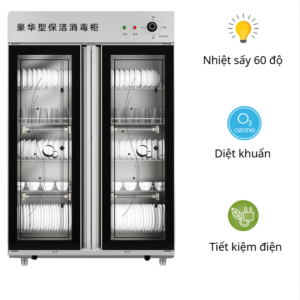 Tủ Sấy Bát Đĩa Công Nghiệp 2 Buồng Cánh Kính