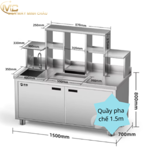 Quầy pha chế inox 1.5m
