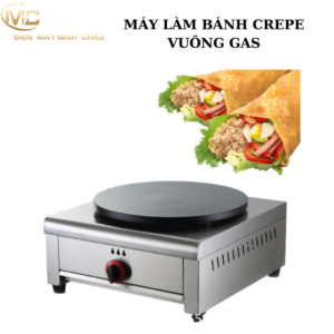 Máy làm bánh crepe mặt tròn thân vuông dùng ga