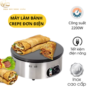 Máy Làm Bánh Crepe Mặt Tròn Thân Tròn Dùng Điện