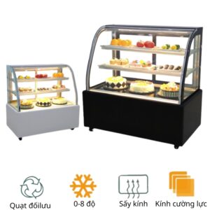 Tủ Bánh Kem 2 Tầng 90cm Kính Cong Để Bàn Minh Châu