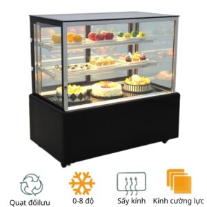 Tủ Trưng Bày Bánh Kem Kính Vuông 3 Tầng 1.8M Minh Châu